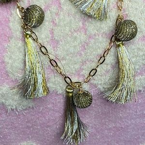 Women’s Rebecca Minkoff NWOT Tassel Chain Goddess Necklace and Earring Set